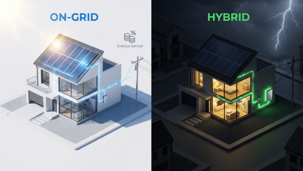 On-Grid yoxsa Hibrid? Eviniz Üçün Doğru Günəş Enerjisi Sistemini Necə Seçməli? (2026 Müqayisəsi)